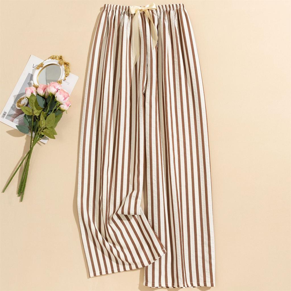 Women's Casual Fashion Sleep Pants Striped Loungewear Pants Wearable As Outerwear High-Waisted Pants