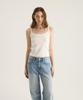Oteumilkape Symbol Embroidered Ribbed Sleeveless Top - White