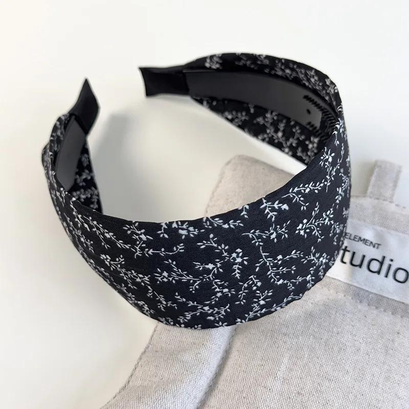 

Retro Black White Polka Dots Small Flower Wide Edge Headbands Woman Temperament Hair Band Female Party Hair Hoop Vogue Headdress