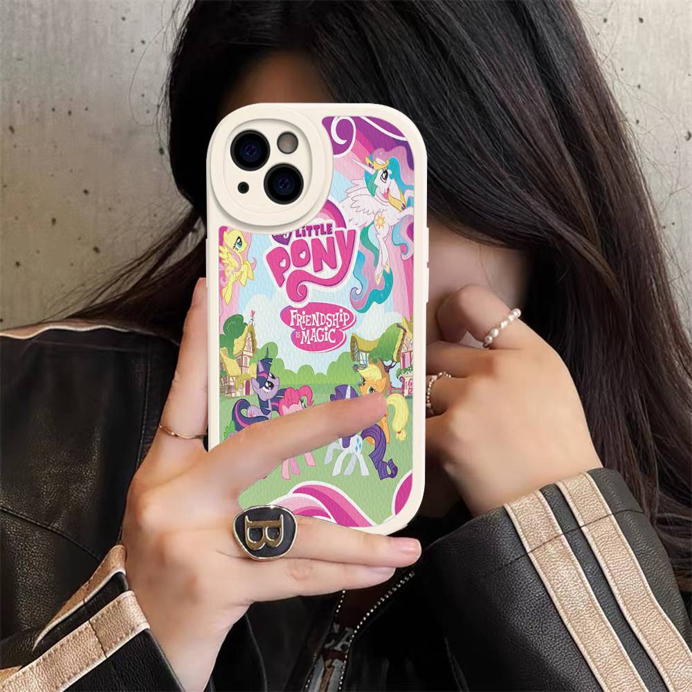 Cute M-My Cartoon P-Pony L-Little Phone Case For IPhone 16 15 14 11 12 13 Pro Max Plus Back Leather Shell