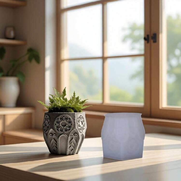 Silicone Church Window Mold Reusable Craft Tool For Resin Planter Jewelry ContainerDetailed Emboss Design Easy Demolding