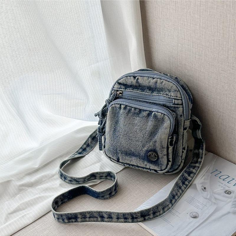 Denim bag women's summer new fashion niche shoulder messenger bag high-end mobile phone bag
