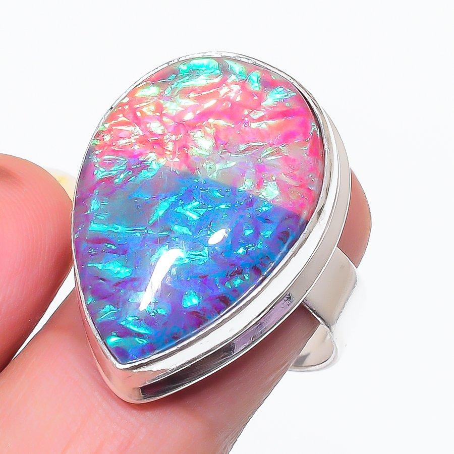 

Blue Triplet Opal Handmade 925 Sterling Silver Jewelry Ring Size 9 s0C41