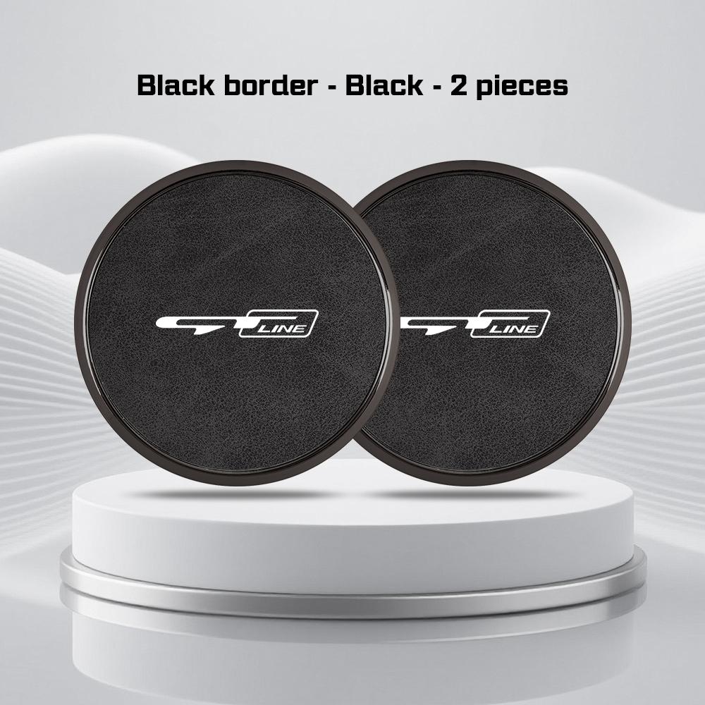 Car Leather Alloy Coaster For Kia GTLine RIO K2 K3 K4 K5 k8 Sportege Picanto Optima Soul Ceed Water Cup Holder Pad Non-slip Mat rnqt40