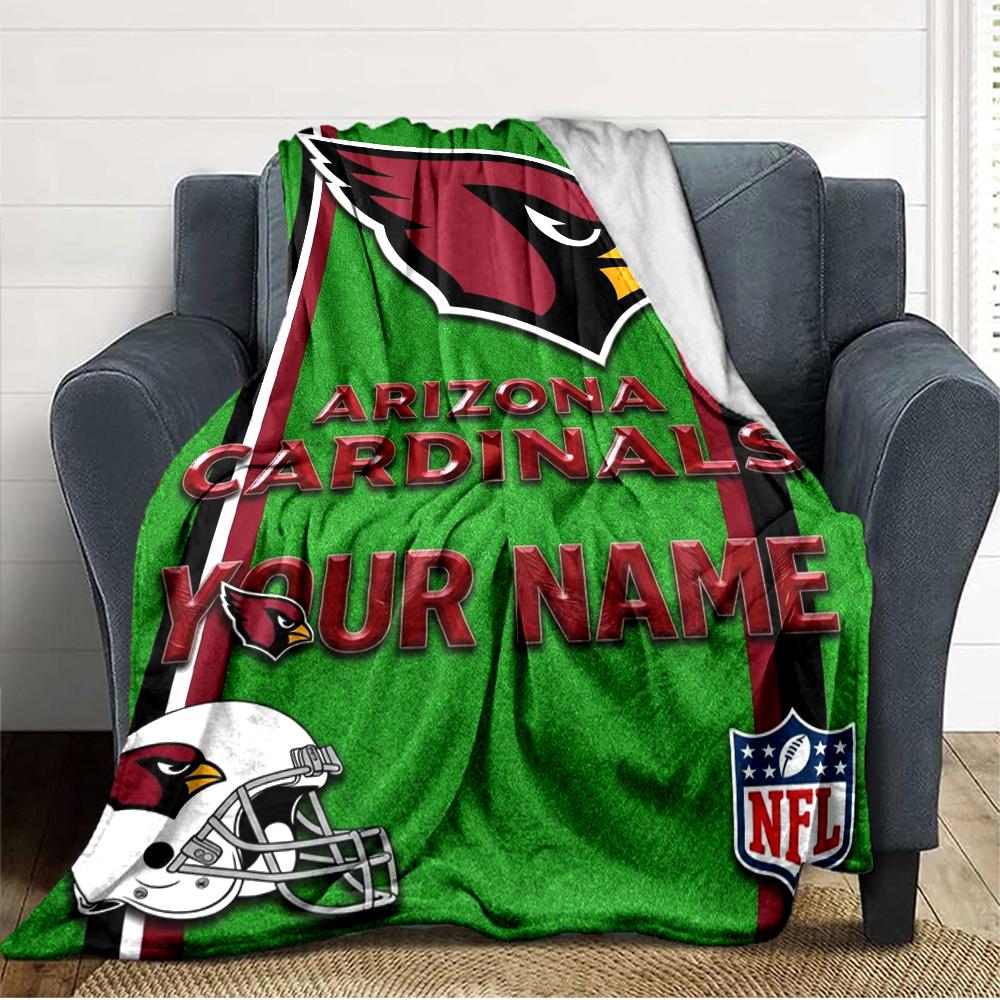 Name Custom Arizona Cardinals Print Flannel Blanket High Quality Warm Comfortable Cover for All Seasons Perfect for Gifts Home Decor