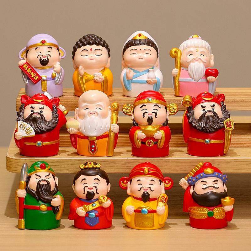 Cute God Of Wealth Ornaments Chinese Style Immortals Shentai Home Entry Workstations Office Desktops Emotional Stability Decor.