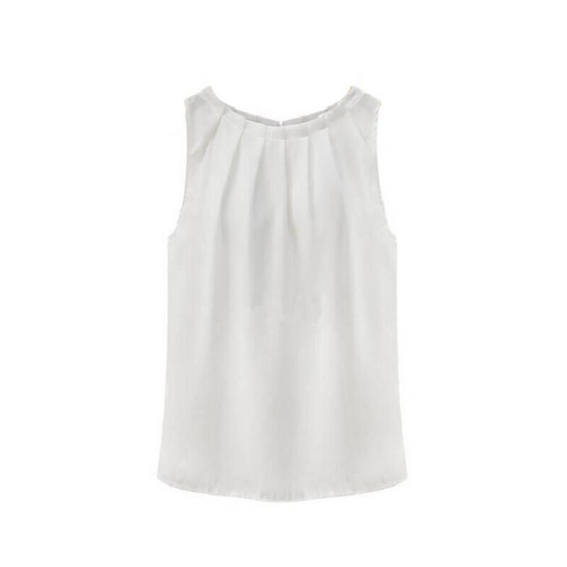 Chic Sleeveless Chiffon Tank Top Elegant Round Neck Pullover For Women