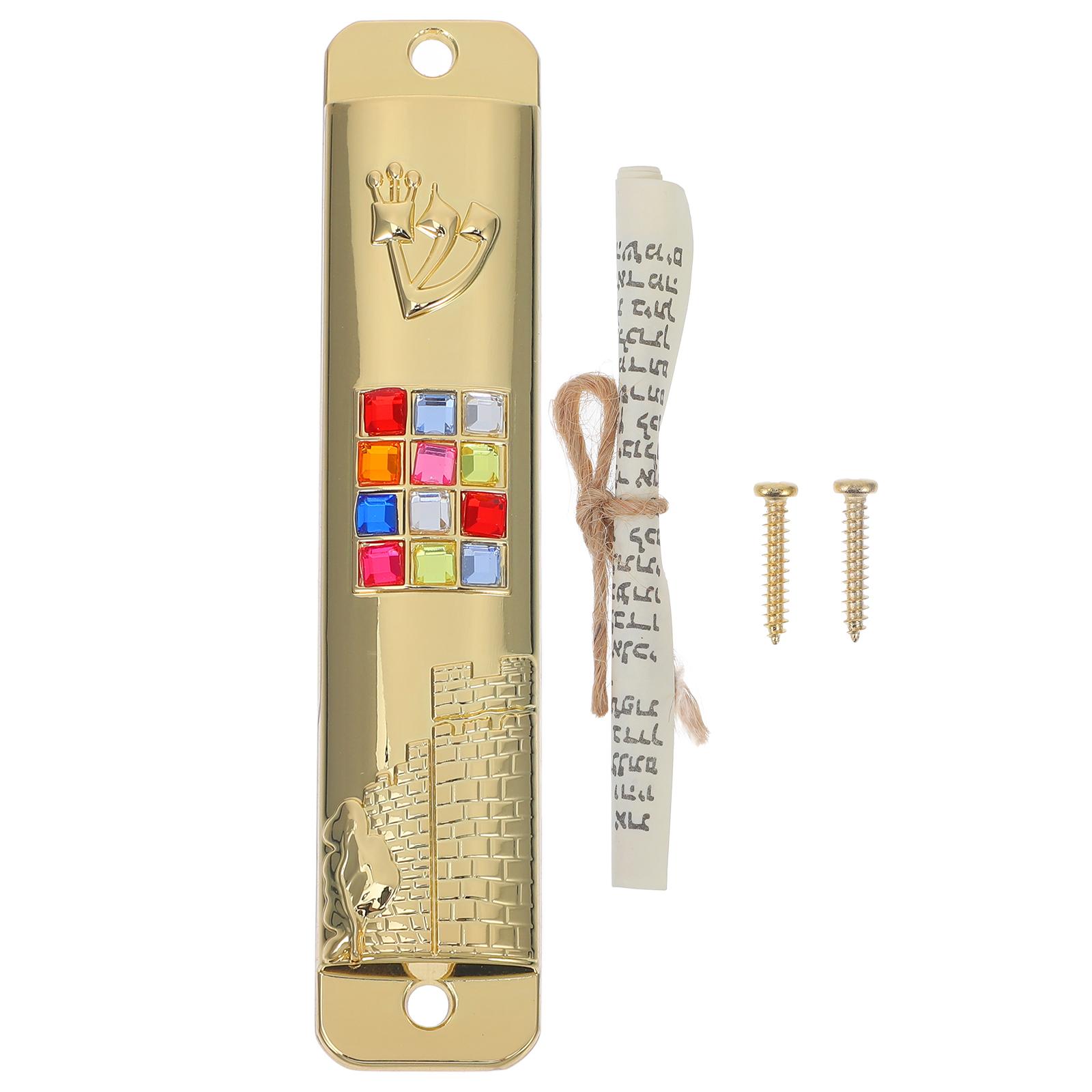 2 Sets Zinc Alloy Metal Crafts Doorpost Mezuzah With Scroll Religious Home Decor Judaica Symbol Gatepost nament Prayer золотистый