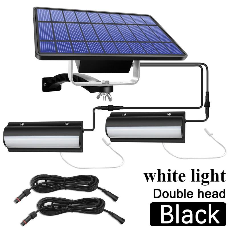 

Модернизированные солнечные подвесные светильники для улицы и помещения с автоматическим включением и выключением солнечной лампы для сарая, комнаты, балкона, курицы с выдвижным выключателем и линией 3 м double head black(white)