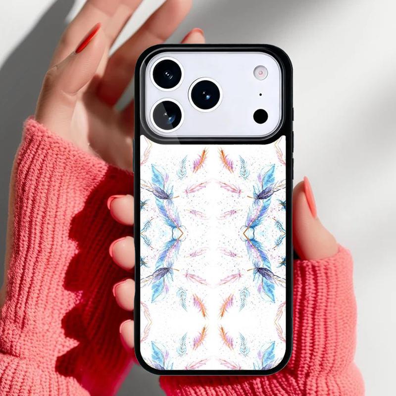 Watercolor Feather Pattern Design Phone Case for iPhone 17 Air 16e 15 14 13 Pro Max Back Cover for 12 11 Pro Coque