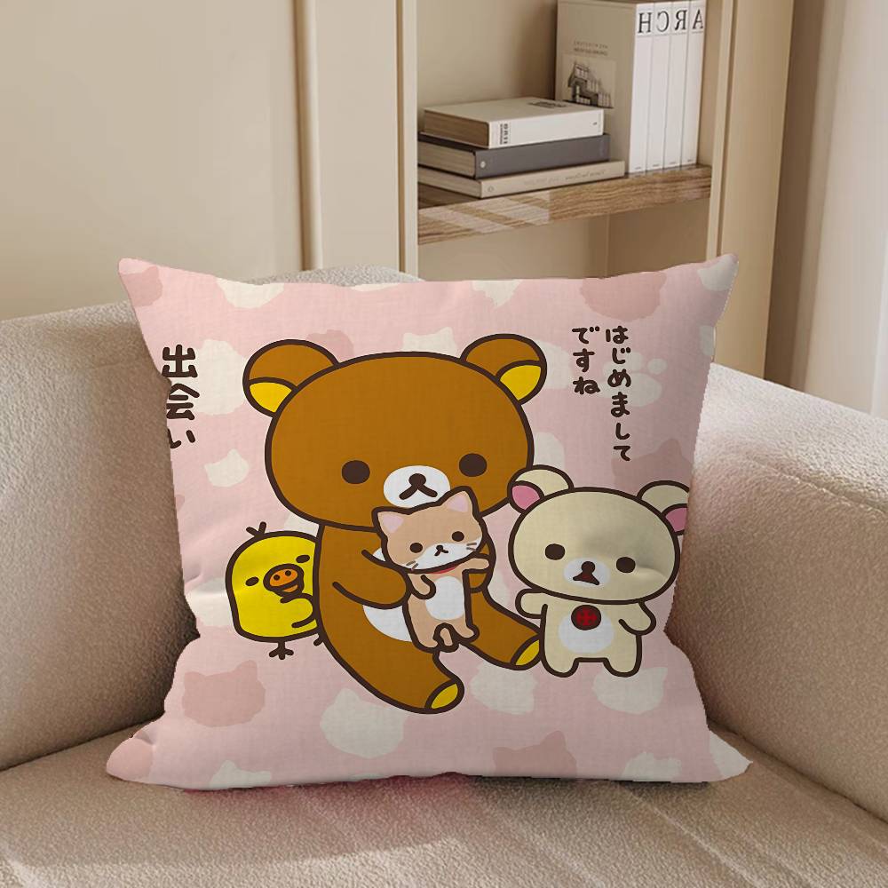 Cartoon RilakkumaS Anime Pillow Case Removable Washable Cushion Cover – All-Season Soft Linen