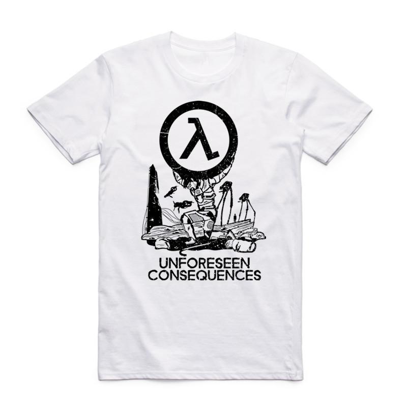 2019 Men Print Half Life 3 White T Shirt  Summer Fashion Short Sleeve O Neck Camisetas Funny Tops Casual Streetwear T-shirt
