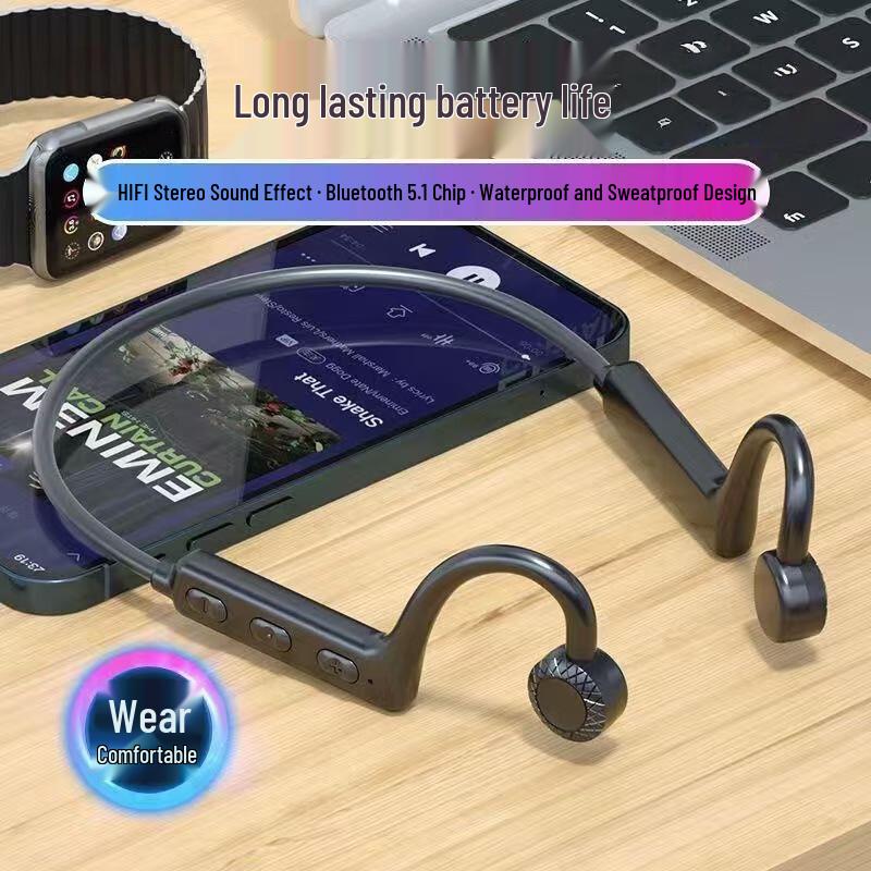 Bone Conduction Wireless Bluetooth Headphones - Pain-Free, Dual Ear, Sports & Android Compatible (KS19)