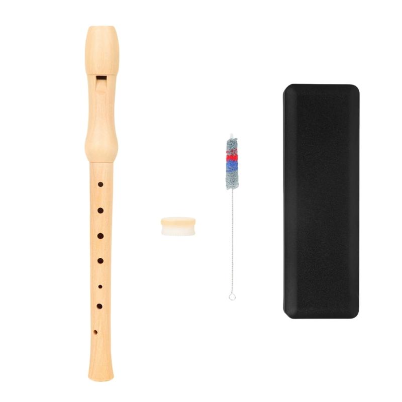 8 Hole Descant Soprano Recorder with Cleaning Rod German British Kid Music Flute Instrument Descant Wood Recorder