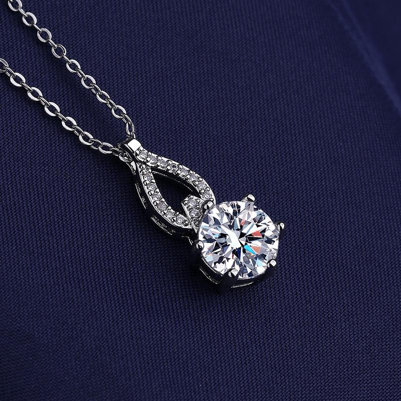 925 Silver Necklace For Women Round Pendent Sparkling Pave CZ Necklace Fashion Anniversary Birthday Jewelry Gifts N755
