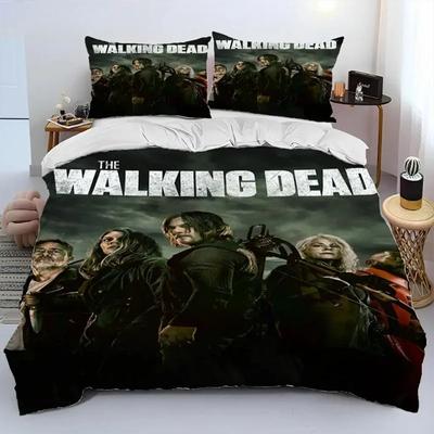 Šausmu TV The Walking Dead Linkolna sega Gultasveļas komplekts, Segas pārvalks Gultas komplekts Segas pārvalks Spilvendrāna, King Queen izmēra Gultasveļas komplekts