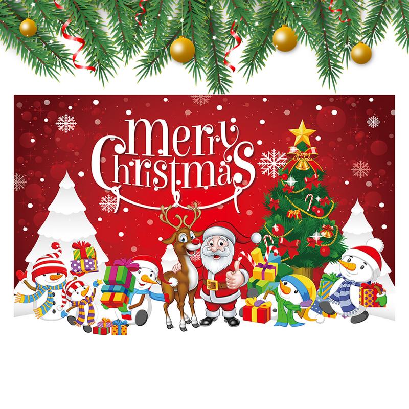 Christmas Banner Backdrop Christmas Wall Banner Backdrop Santa Claus Elk Snowman Backdrops For Family Photography Props