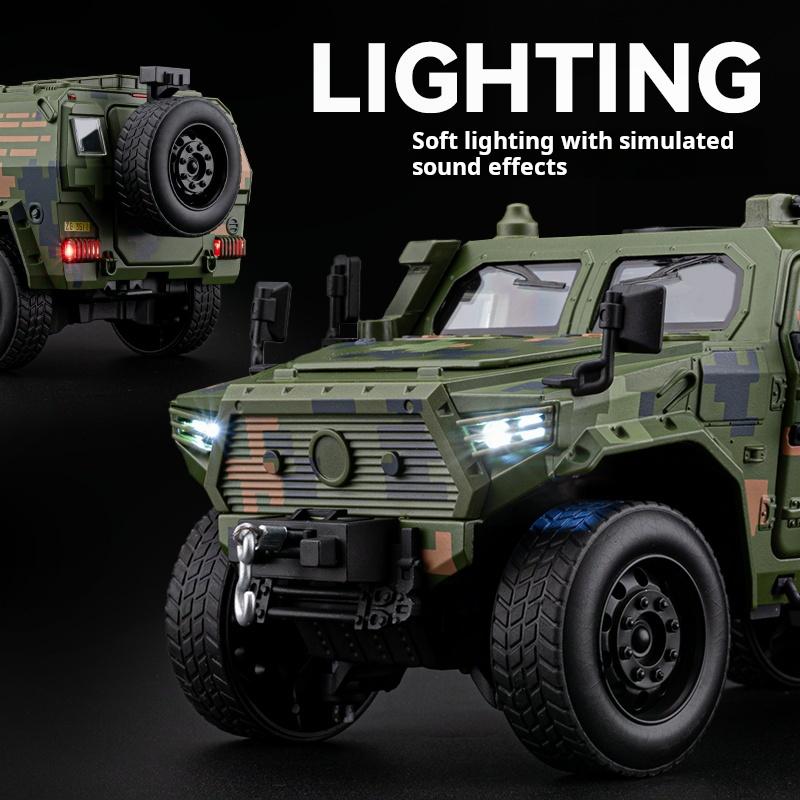 1:20 Dongfeng Mengshi gepanzertes Fahrzeug Simulation Legierung Auto Modell Lenkung Stoßdämpfung Bewaffnetes Geländefahrzeug Licht & Ton