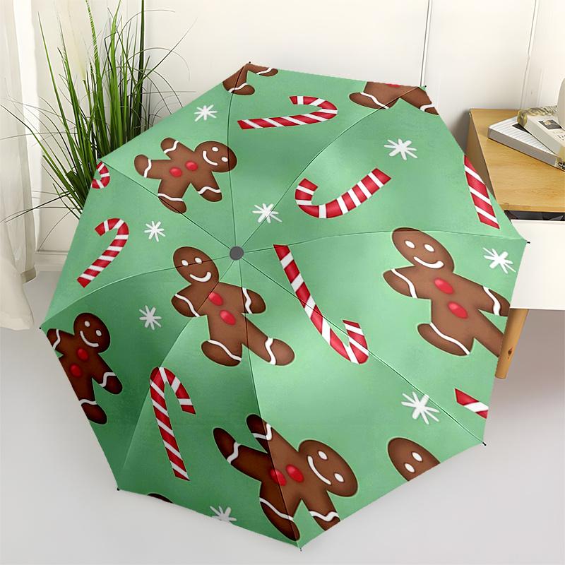 

Gingerbread Man Themed Travel Umbrella-8 Ribs Automatic Opening and Closing, Portable Folding Design, Compact and Stylish Umbrella Suitable