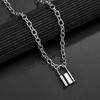 SUMENG 2024 New Fashion Silver Color PadLock Pendant Necklaces Link Chain Lock  Femme Collar For Women Men Gifts