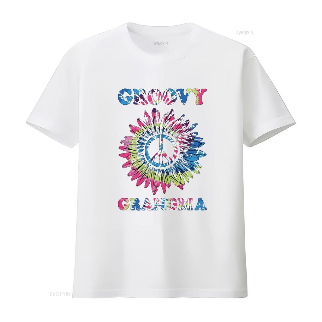 Groovy Grandma Vintage Tie Dye Peace Sign T Shirt vintage Washed Breathable Casual Slightly Top For Everyday Wear Versatile