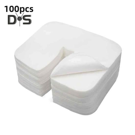 100Pcs Face Cradle Cover Disposable Massage Headrest Non-woven Cover Soft Portable Massage Table Chair SPA Bed Face Rest U-shaped Cover