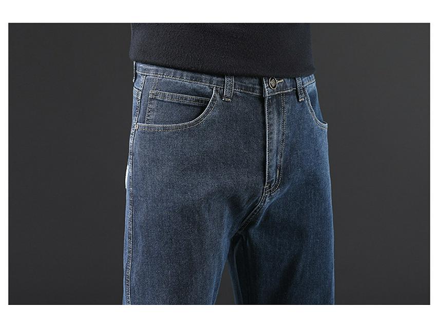Pánské ležérní džíny s rovnými nohavicemi a elastickým pasem s velvetovou podšívkou na zimu 2023