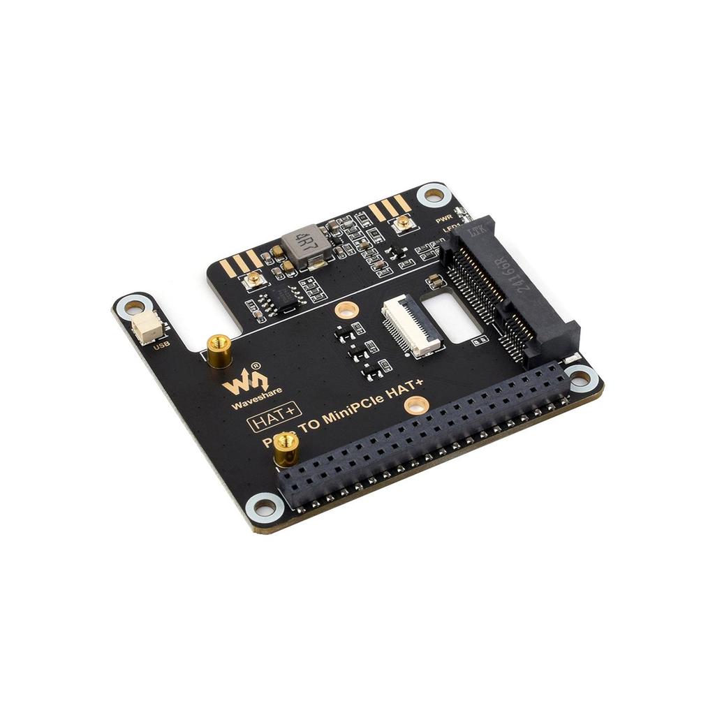 Raspberry Pi 5th Gen PCIe to MiniPCIe HAT Adapter for Wireless Network & USB Bluetooth (Driverless)