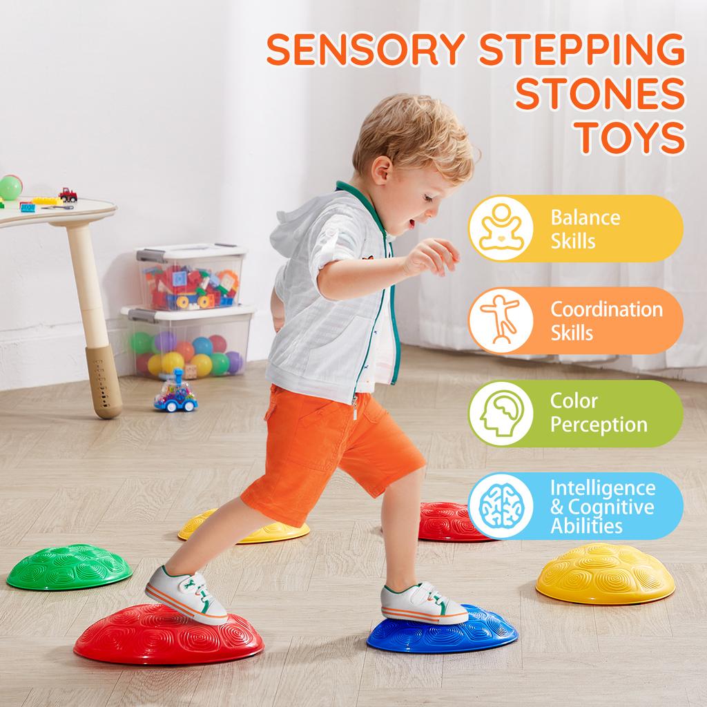 SucceBuy 6 PCS Pierres d'Équilibre Tortue pour Enfants Jeu de Coordination Sautée pour Tout-Petits Jouets Jeu d'Extérieur pour Enfants Cadeaux