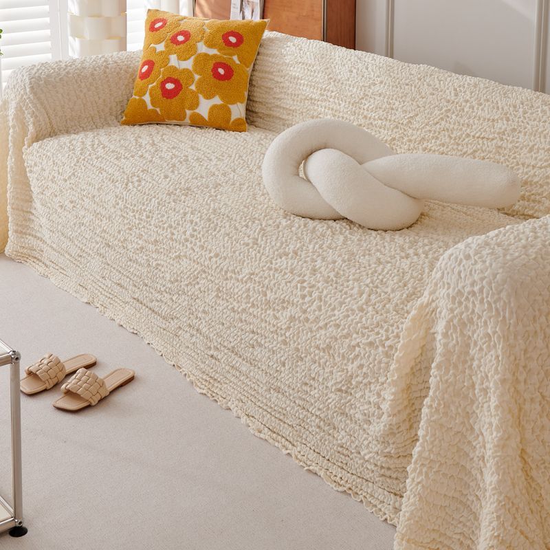 

Чистый цвет, высококачественный чехол для дивана из жатого хлопка, простой современный универсальный чехол на четыре сезона, полное покрытие, пылезащитное полотенце для дивана, ткань 160*130