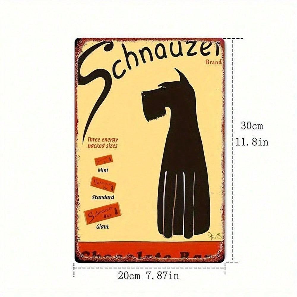 1PC Retro Schnauzer Chocolate Bar Metal Sign, 8x12 Vintage Tin Wall Art, Home Decor