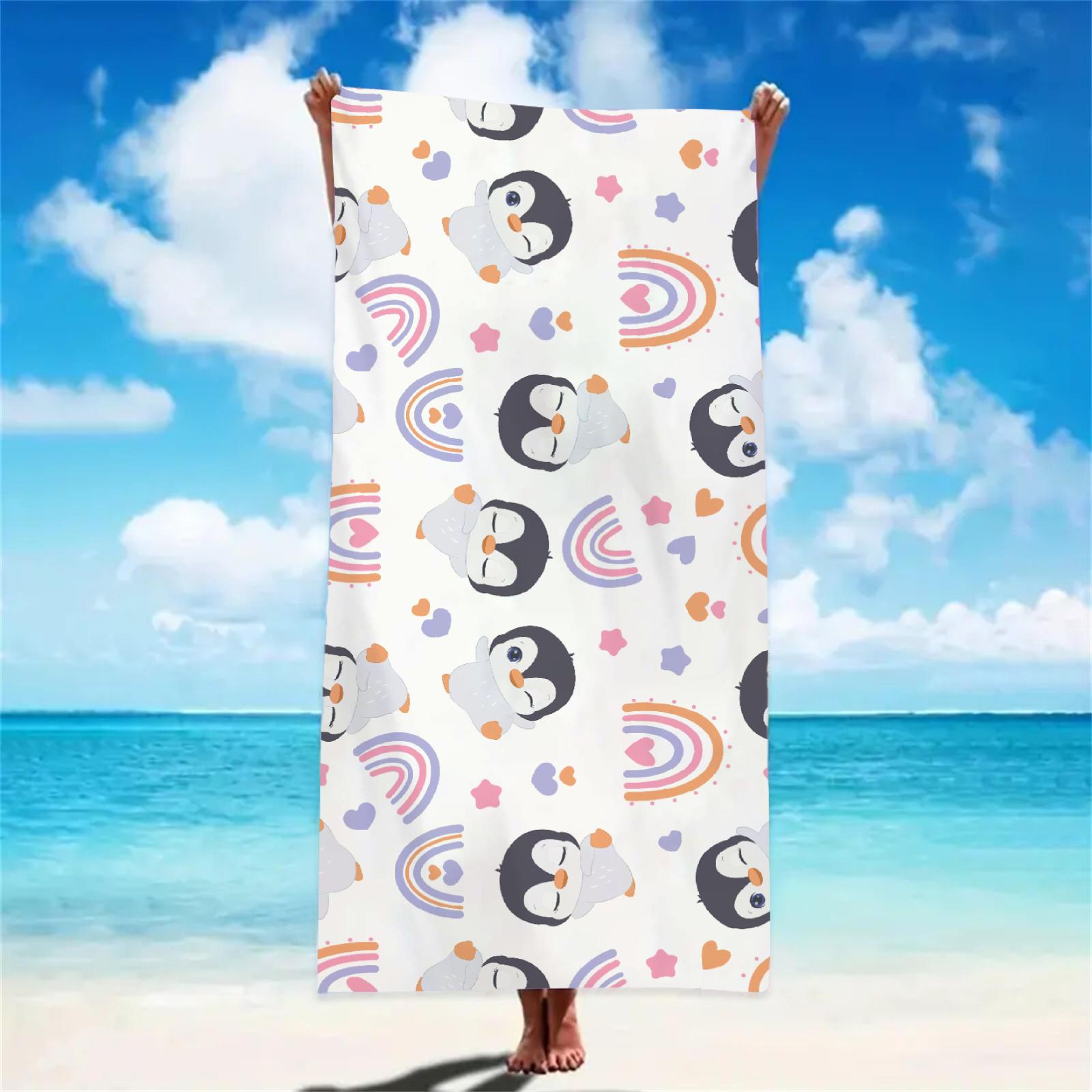 

Cute Cartoon Beach Towel Animal Cat Bath Towels Absorbent Quick-Drying Soft Swimming Outdoor Pool Towel Birthday Gift For Kids W40*H60(CM)