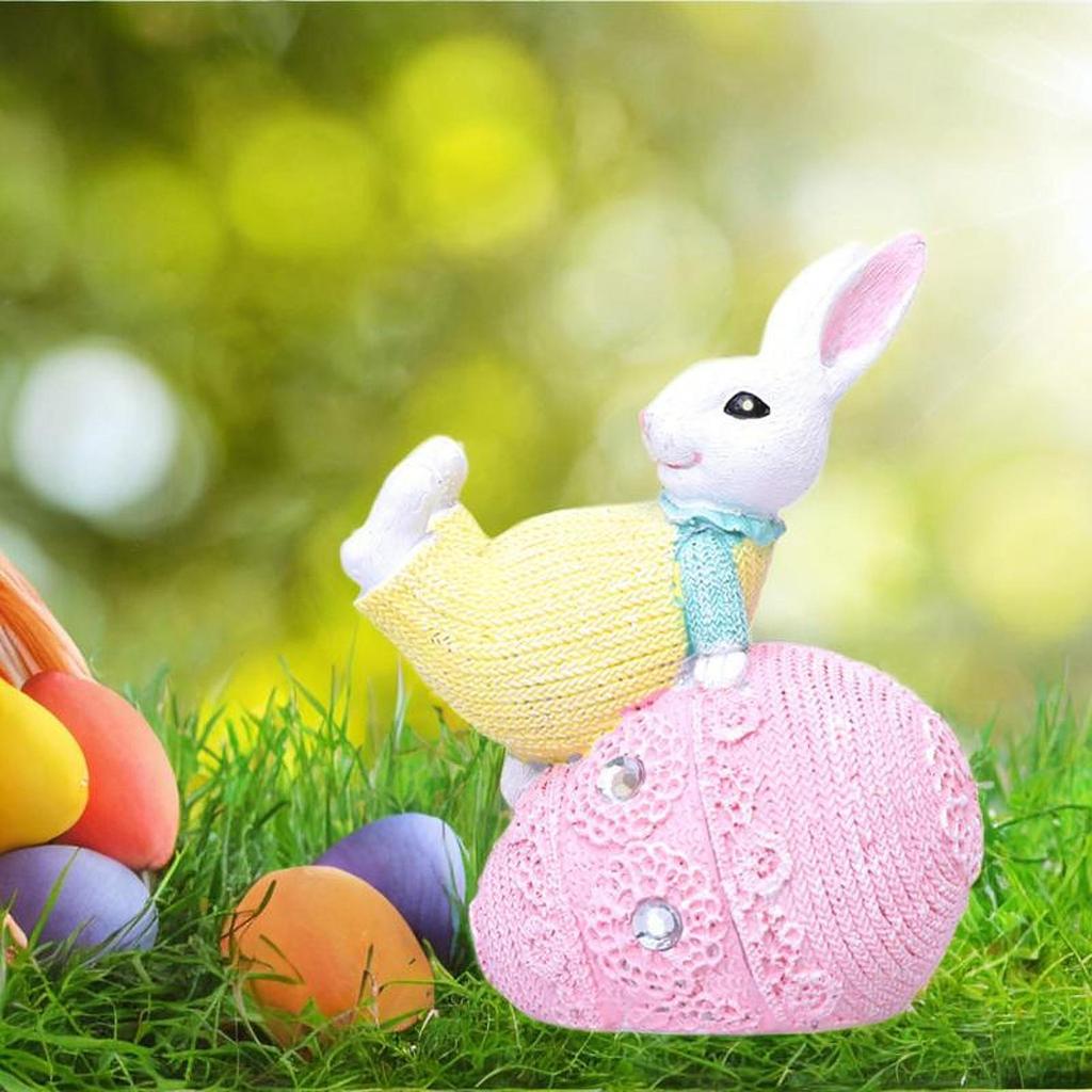 Bunny Figurine for Easter Celebration, Resin Tabletop Decoration Home And Office