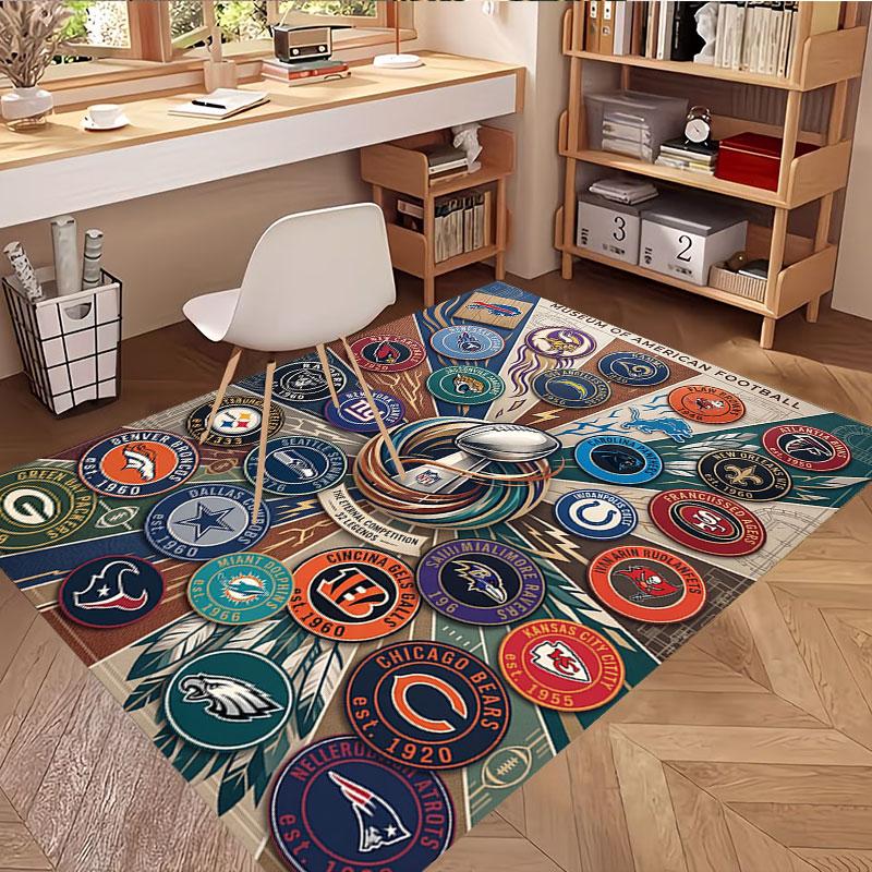 NFL Print Teppich, Waschbarer Bodenläufer, Für Eingangsbereich Studentenwohnheim Waschküche Büro Arbeitszimmer, Heimdekoration Geburtstags-Weihnachtsgeschenk