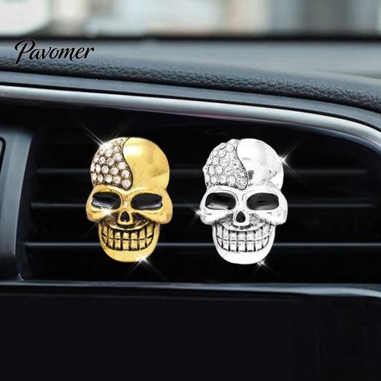 Auto Fragrance Tablets Halloween Car Vent Clip Air Fresheners Clip, Half Faux Diamond Skeleton Decorative Diffuser, Scent Aromatherapy for AC Outlet,