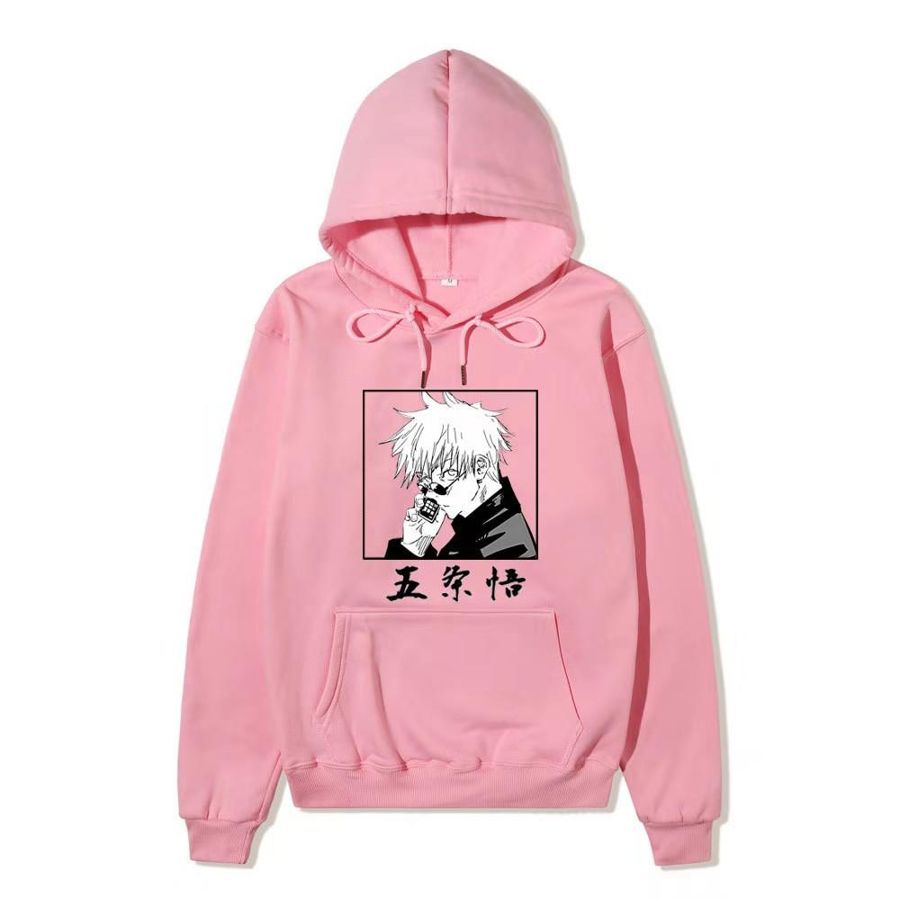 Jujutsu Kaisen Satoru Gojo Hoodie Unisex Fleece Sweatshirt Square Black White Manga Print Chinese Name Autumn Winter Pullover