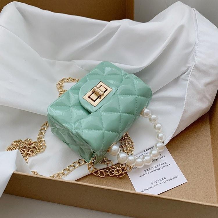New Pearl Chain Mini Children's Bag 2022 Fashionable Small Girls Crossbody Jelly Bag