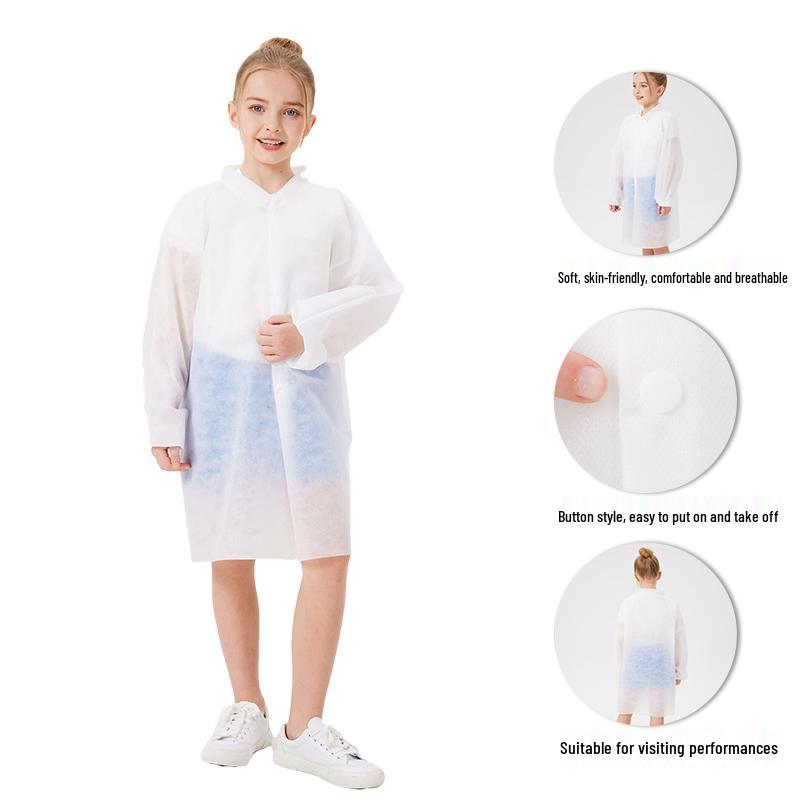 Children's Disposable Science Experiment Coat - Non-woven Protective Coverall for Painting and School Activities