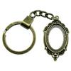 Heart Elliptical Glass Cabochon Base Setting Tray Blank Antique Bronze Metal Keychain for Family Gift