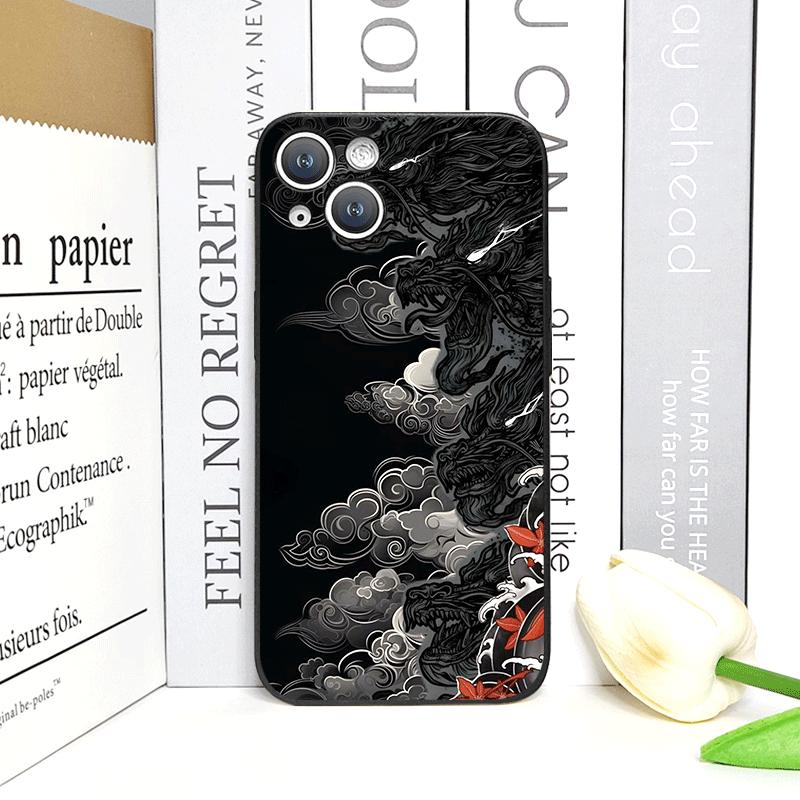 Aesthetic Stylish Cool Black Dragon Printed Phone Case for iPhone 17 16 12 11 14 13 15 Pro Max Mini XS MAX XR 7 Plus Soft Cover