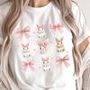 Easter Bunny Pink Bow Croquette T-Shirt, Bella Canvas Tee, Unisex Jersey Shirt, Holiday Rabbit Top, Spring Pastel Apparel, Easter Gift