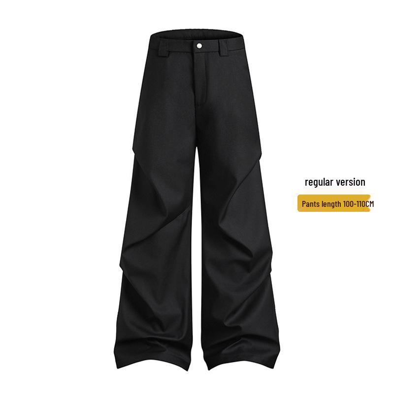 Muqiu Męskie Letnie Plisowane Szerokie Spodnie