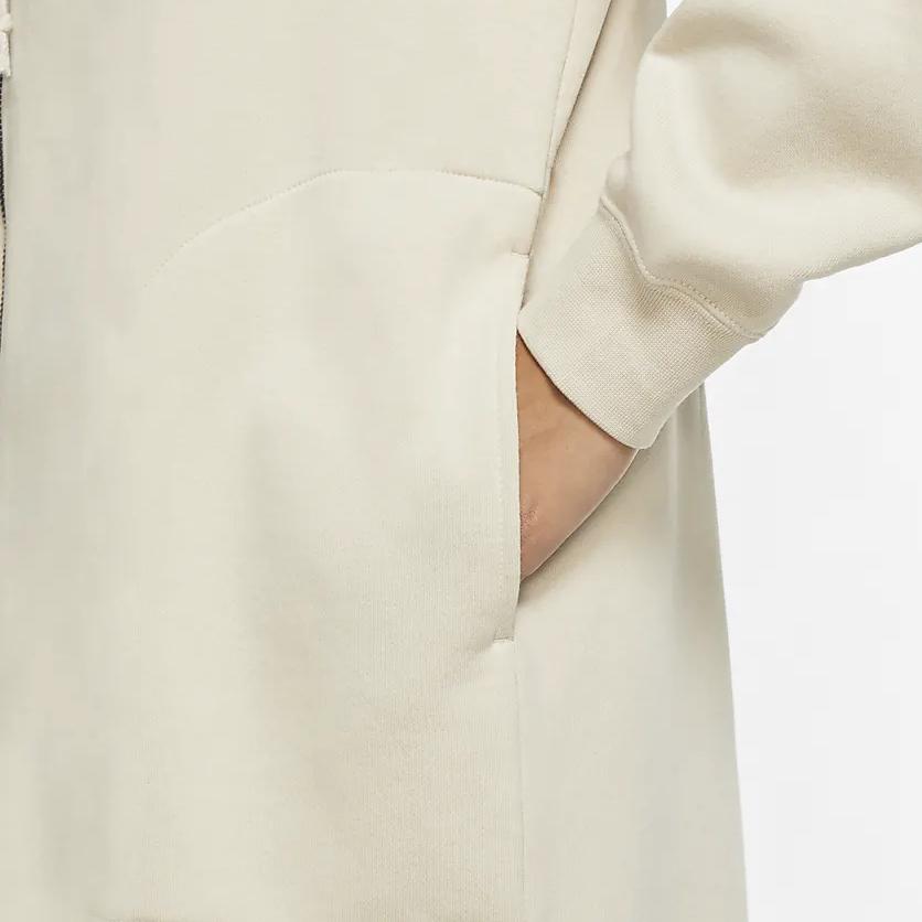 Nike Nsw Sportswear Long Sleeve Open Front Fleece Hoodie Women Outerwear Oatmeal CU7071-140