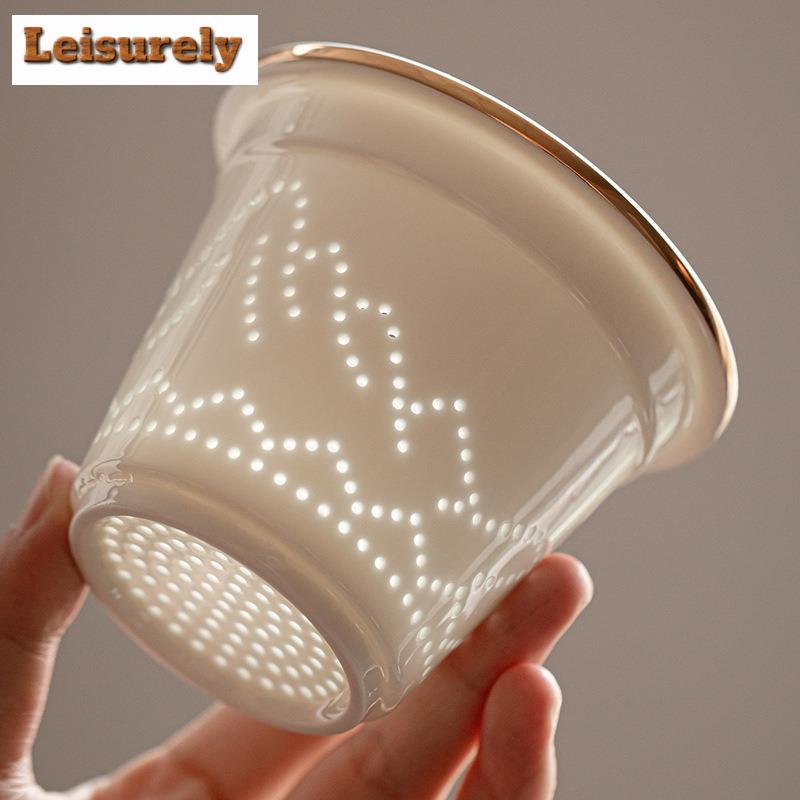 380ML Exquisite White Porcelain Filter Tea Separator Cup Personal Office Work Mug Tea Separation With Lid Filter Mug Drinkware