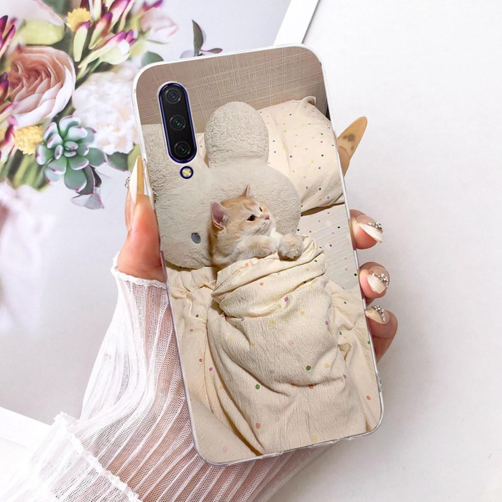 Transparent Casing For Xiaomi Mi9 Lite Case Cute Cat Fashion Butterfly Funny Cool Painted Cover M1904F3BG