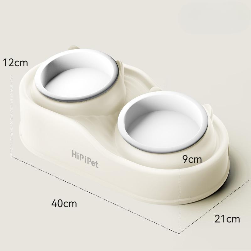 New Cat High-low Partition Cute Cat Ceramic Double Bowl Cat Bowl Drinking Water Feeding Dog Bowl Anti-knock Over Pet Bowl