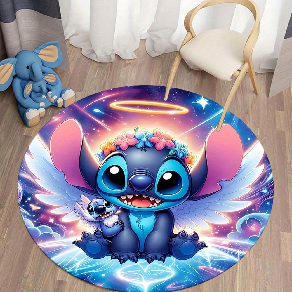 1pc Stitch Round Area Rug , Playroom Bedroom Living Room Indoor Decor Rug , Perfect for Leisure Areas , Bedside , Cloakroom , and Outdoor Sp