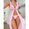 Sexy Pajamas For Women Split Lace Trim Sexy Transparent Backless Deep V Suspenders Sleeveless Dress Pure Desire Charming 0Fe5