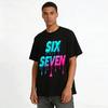 Gradient Fluid Letter SIX SEVEN Trendy Print Casual Short Sleeve T-Shirt Pure cotton T-shirt