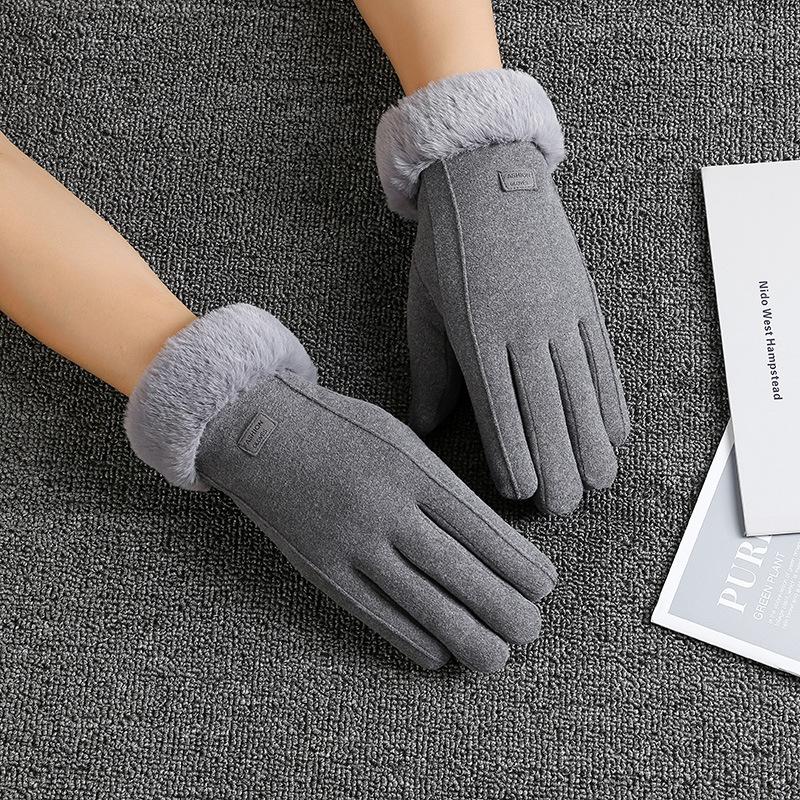 

Теплые осенне-зимние женские перчатки с утолщенными флисовыми краями для занятий спортом на открытом воздухе, езды на велосипеде и вождения, флисовые перчатки с сенсорным экраном One Size